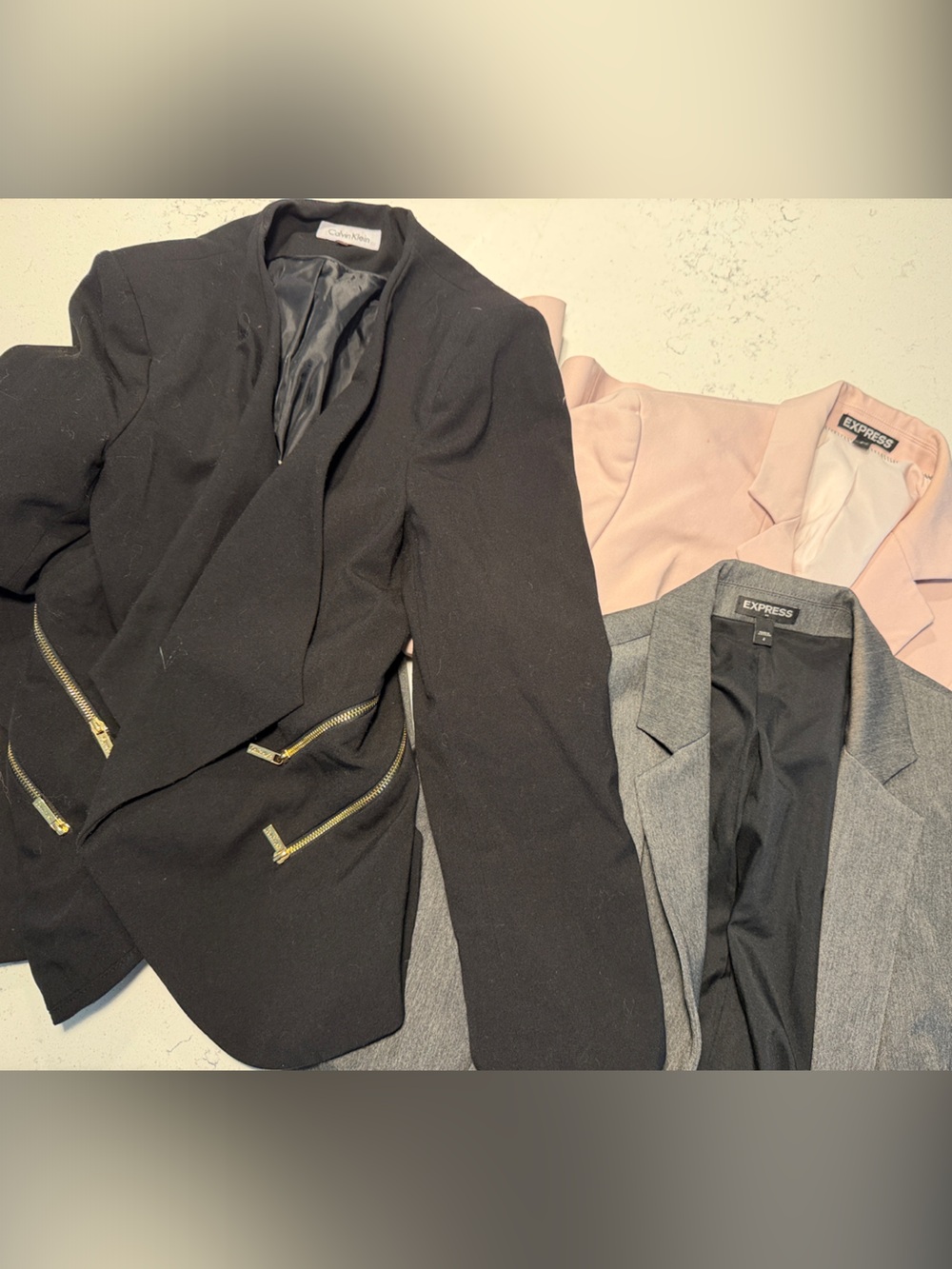 Express & Calvin Klein Women's Blazer Trio - Black, Gray & Blush Pink
